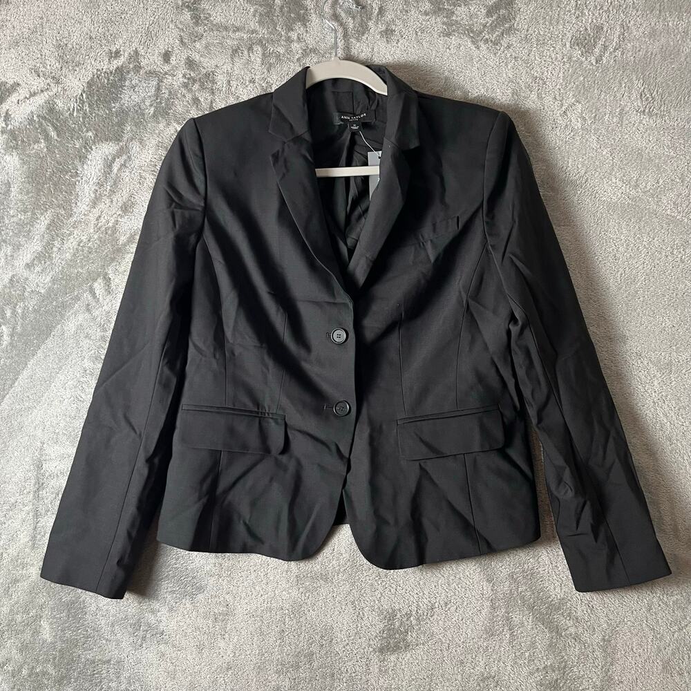 Ann Taylor Black Wool Blend Blazer Jacket Size 8‎ Petite Office Work Career New